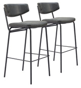 Charon Vintage Black Barstool (Set of 2) by Zuomod at Eve Furniture