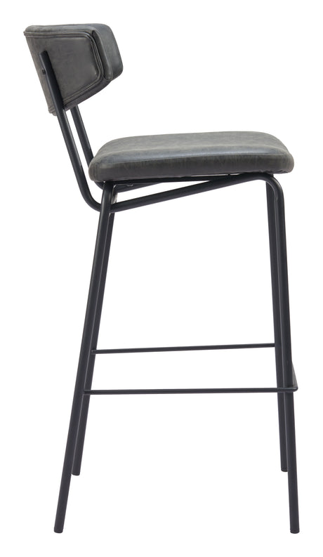 Charon Vintage Black Barstool (Set of 2) by Zuomod at Eve Furniture
