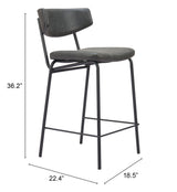 Charon Vintage Black Counter Stool (Set of 2) by Zuomod at Eve Furniture
