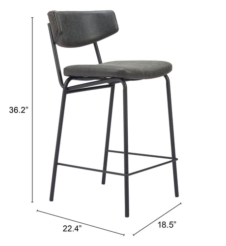 Charon Vintage Black Counter Stool (Set of 2) by Zuomod at Eve Furniture