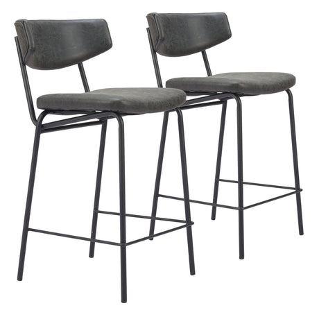 Charon Vintage Black Counter Stool (Set of 2) by Zuomod at Eve Furniture