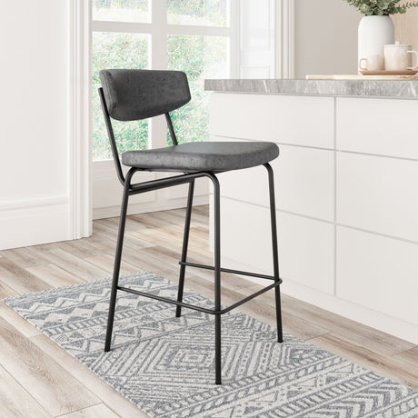 Charon Vintage Black Counter Stool (Set of 2) by Zuomod at Eve Furniture