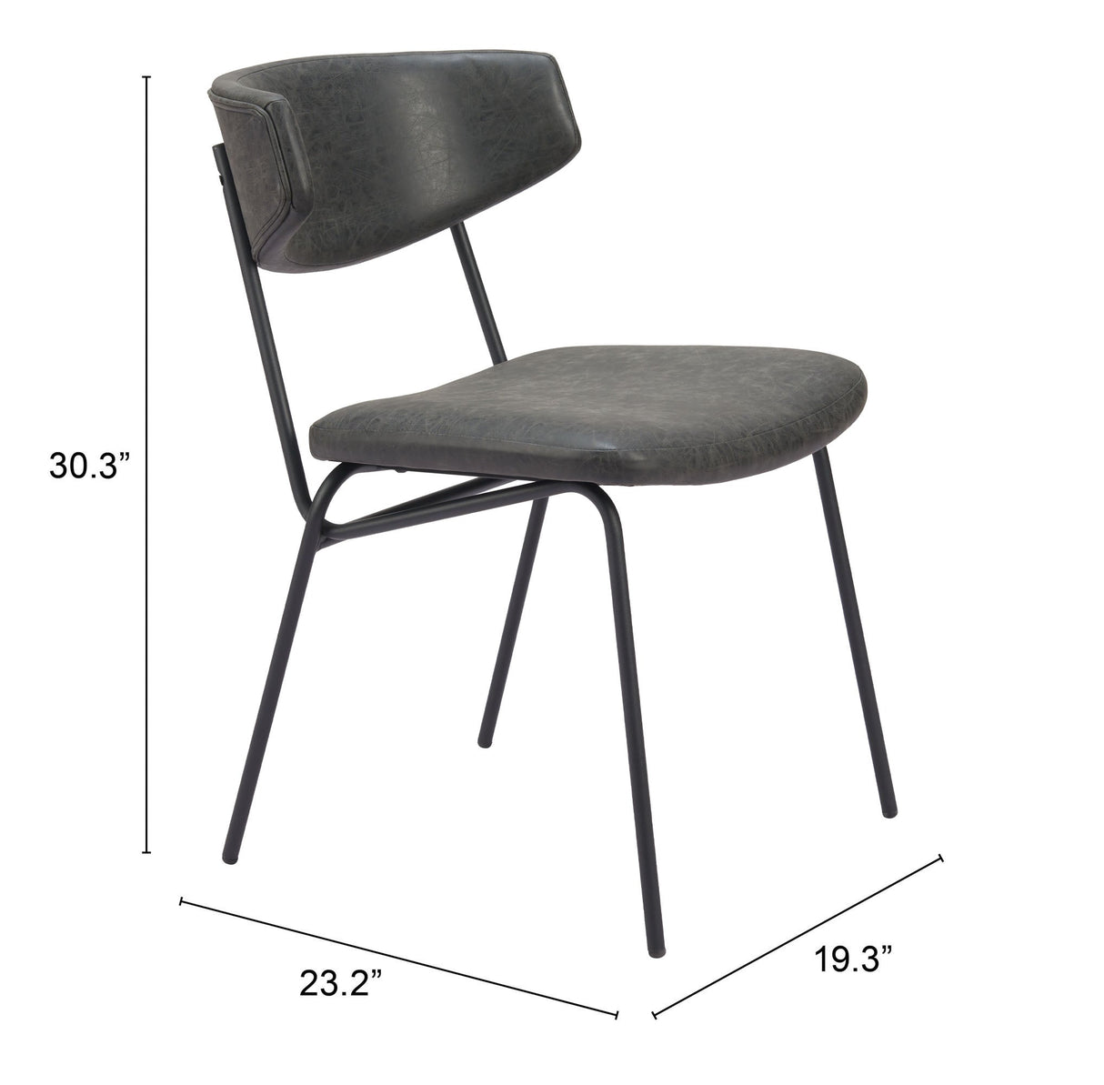Charon Vintage Black Dining Chair (Set of 2) by Zuomod at Eve Furniture