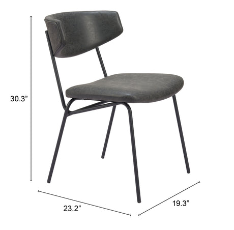 Charon Vintage Black Dining Chair (Set of 2) by Zuomod at Eve Furniture