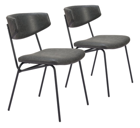 Charon Vintage Black Dining Chair (Set of 2) by Zuomod at Eve Furniture