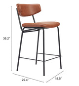 Charon Vintage Brown Counter Stool (Set of 2) by Zuomod at Eve Furniture