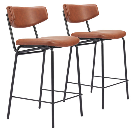 Charon Vintage Brown Counter Stool (Set of 2) by Zuomod at Eve Furniture