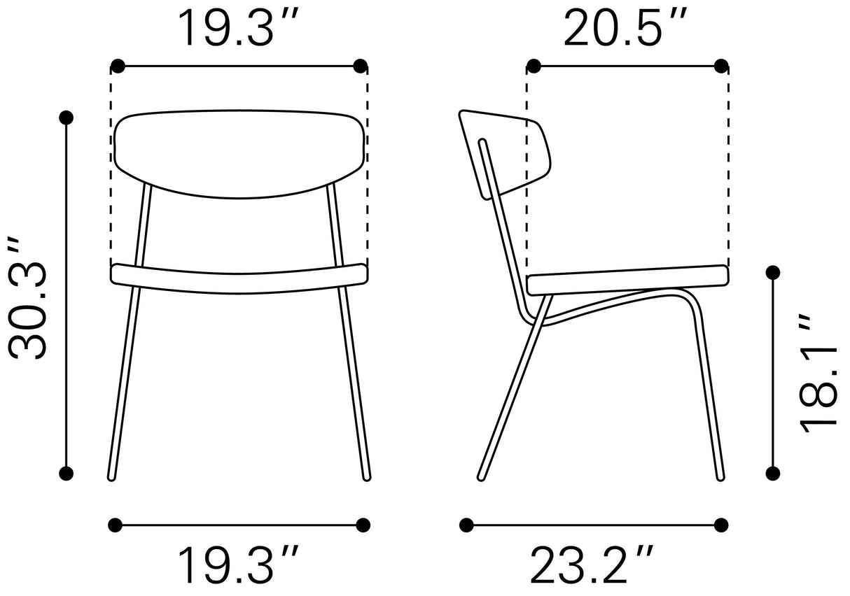Charon Vintage Brown Dining Chair (Set of 2) by Zuomod at Eve Furniture