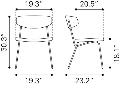 Charon Vintage Brown Dining Chair (Set of 2) by Zuomod at Eve Furniture