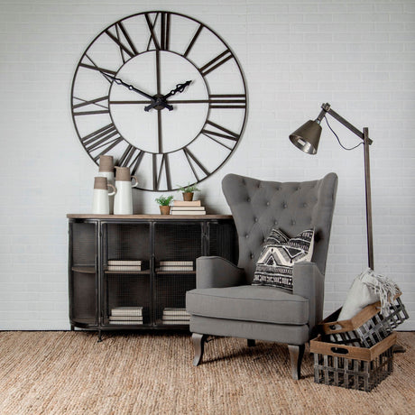 Chartrand Set of 2 Wood And Metal Open Crate Style Baskets by Mercana at Eve Furniture