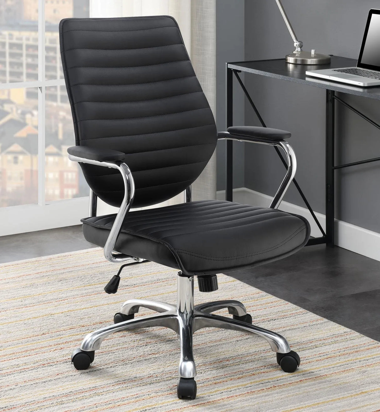 Chase Black/Chrome High Back Office Chair by Coaster at Eve Furniture