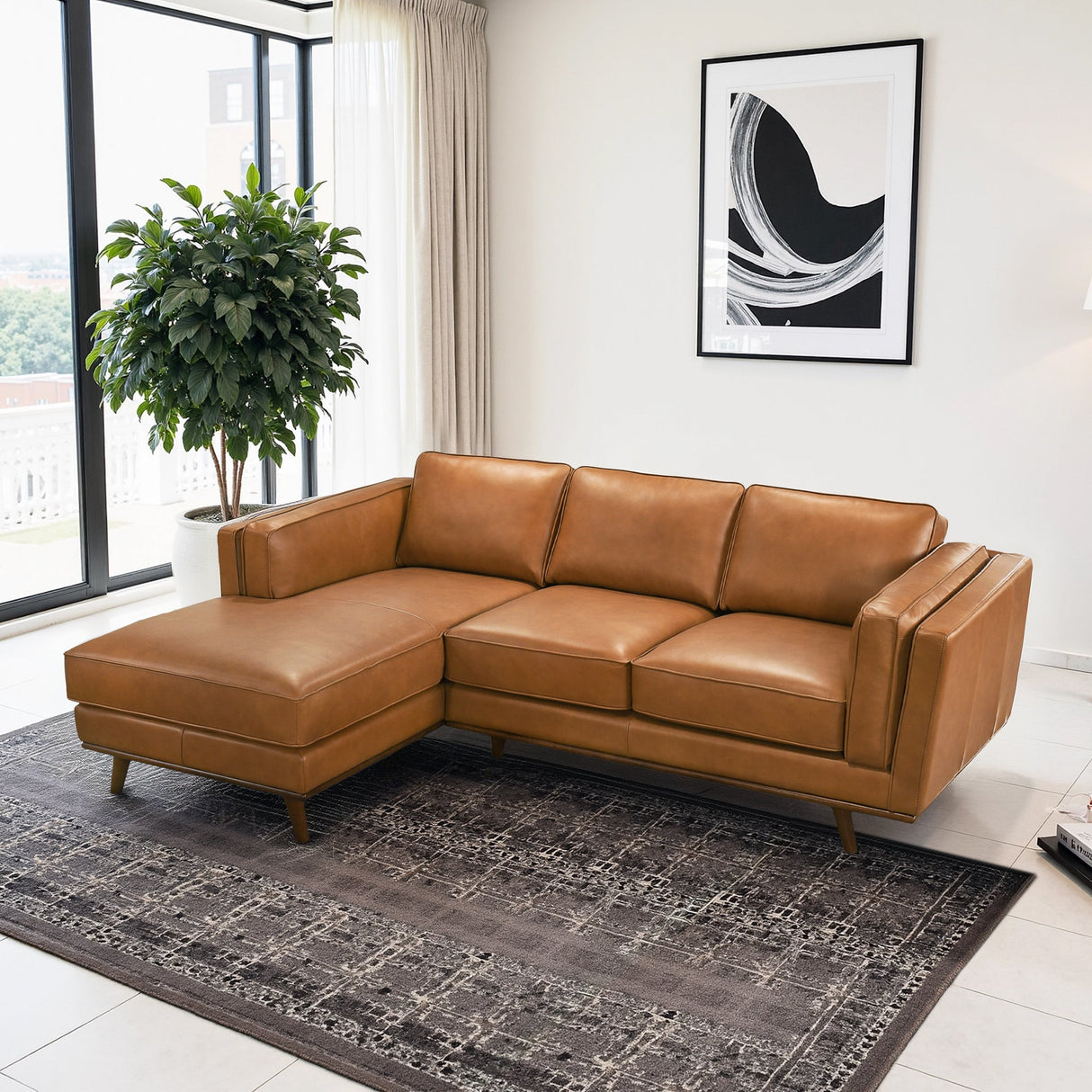 Chase Genuine Leather Sectional Left Facing by Ashcroft Furniture at Eve Furniture