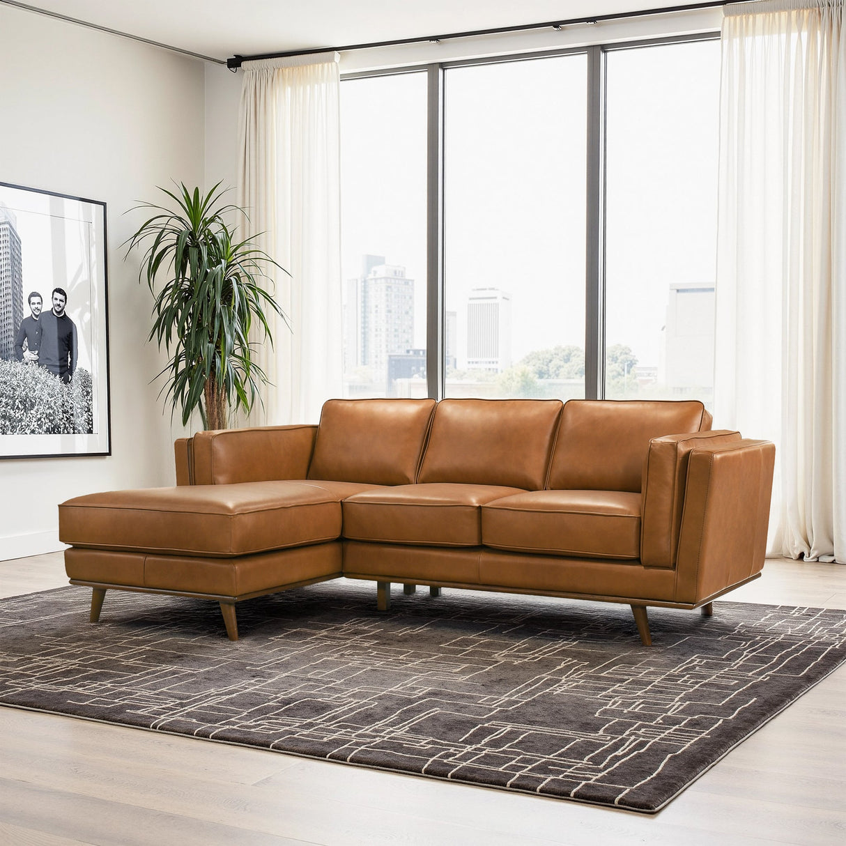 Chase Genuine Leather Sectional Left Facing by Ashcroft Furniture at Eve Furniture
