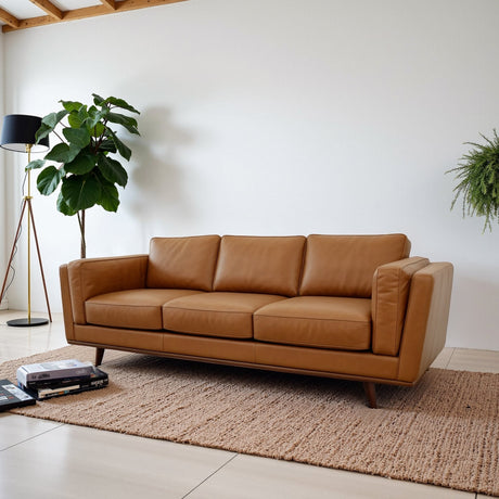 Chase Mid Century Modern Genuine Leather Sofa by Ashcroft Furniture at Eve Furniture