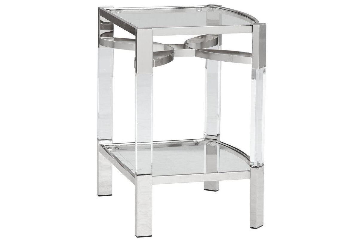 Chaseton Clear/Silver Finish Accent Table by Ashley at Eve Furniture