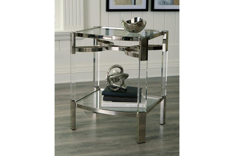 Chaseton Clear/Silver Finish Accent Table by Ashley at Eve Furniture