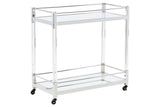 Chaseton Clear/Silver Finish Bar Cart by Ashley at Eve Furniture