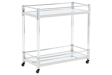 Chaseton Clear/Silver Finish Bar Cart by Ashley at Eve Furniture