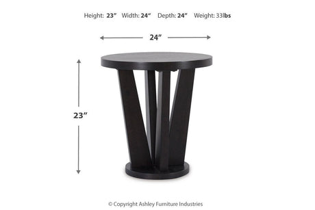 Chasinfield Dark Brown Coffee Table and 2 End Tables by Ashley at Eve Furniture