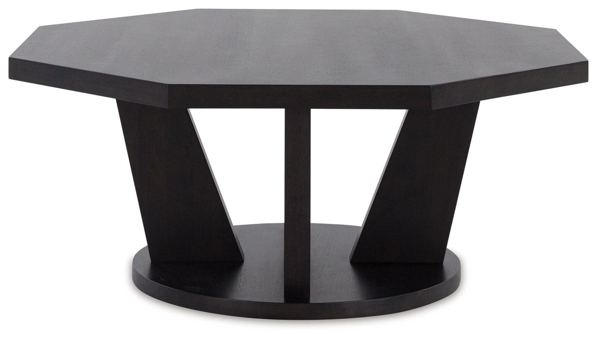 Chasinfield Dark Brown Coffee Table by Ashley at Eve Furniture