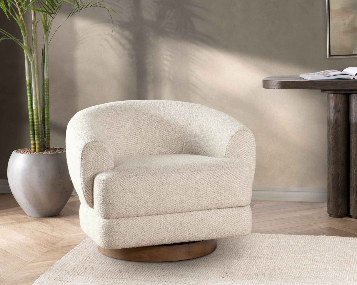 Chassia Dusty Beige Swivel Chair by Classic Home at Eve Furniture