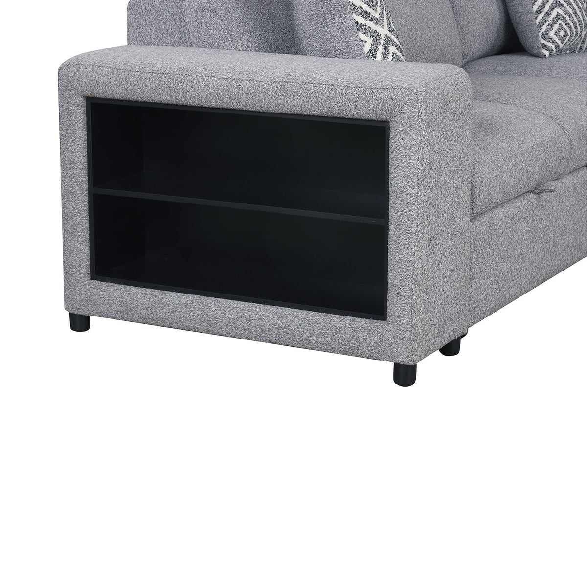 Chatteris Gray Fabric Right Chaise Sleeper Sectional
