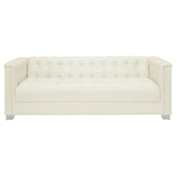 Chaviano Pearl White 2-Piece Upholstered Track Arm Sofa Set by Coaster at Eve Furniture