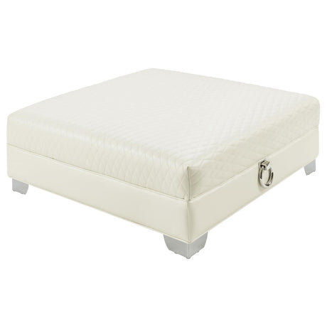 Chaviano Pearl White Upholstered Ottoman by Coaster at Eve Furniture