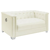 Chaviano Pearl White Upholstered Tufted Living Room Set by Coaster at Eve Furniture