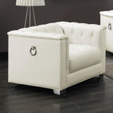Chaviano Pearl White Upholstered Tufted Living Room Set by Coaster at Eve Furniture