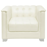 Chaviano Pearl White Upholstered Tufted Living Room Set by Coaster at Eve Furniture
