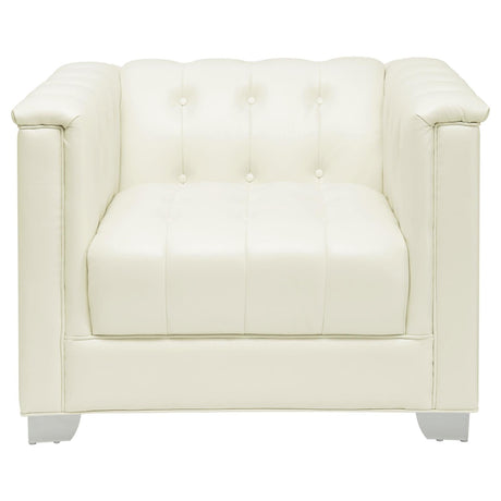 Chaviano Pearl White Upholstered Tufted Living Room Set by Coaster at Eve Furniture