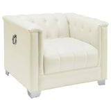 Chaviano Pearl White Upholstered Tufted Living Room Set by Coaster at Eve Furniture