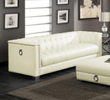 Chaviano Pearl White Upholstered Tufted Living Room Set by Coaster at Eve Furniture