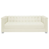 Chaviano Pearl White Upholstered Tufted Living Room Set by Coaster at Eve Furniture