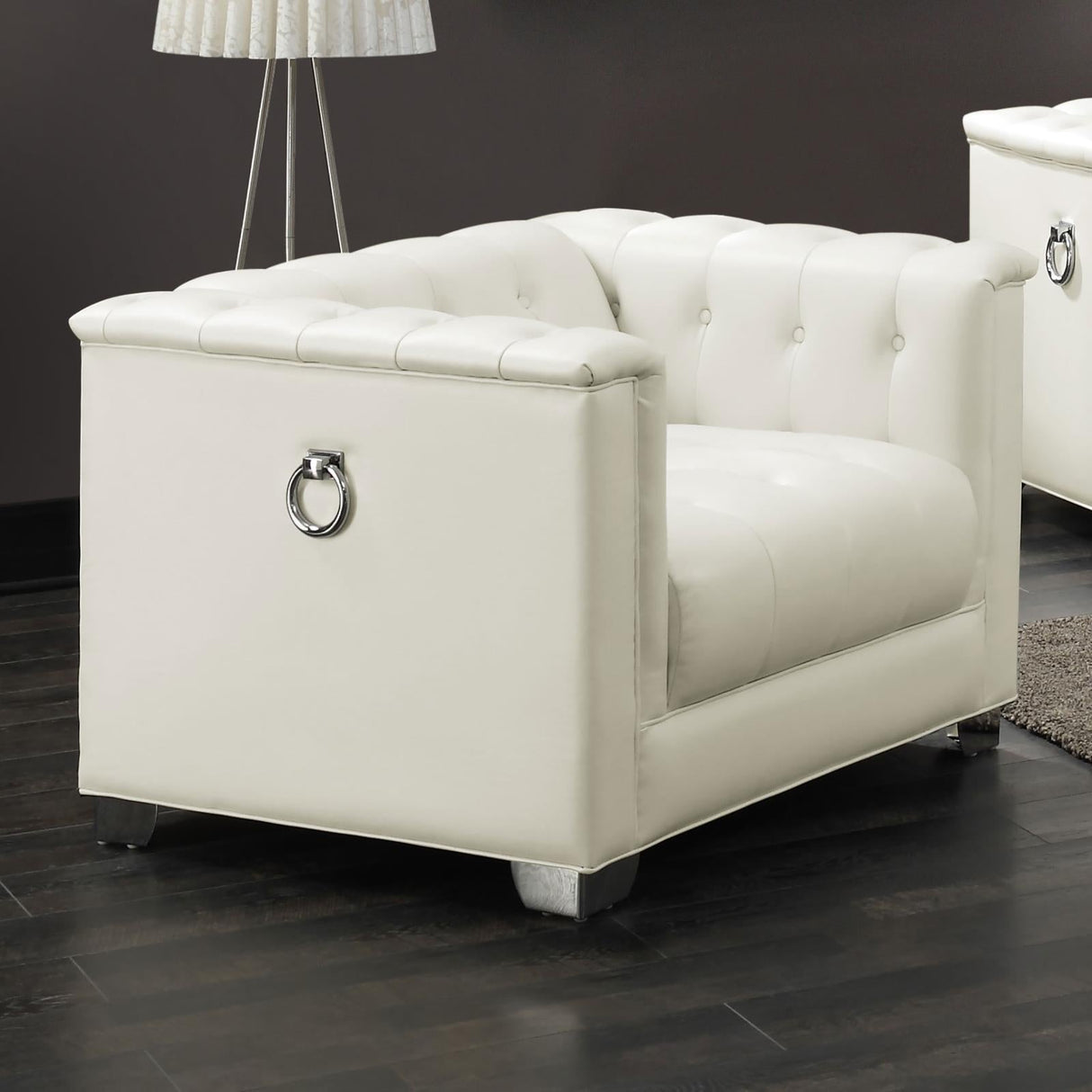 Chaviano Pearl White Tufted Upholstered Chair