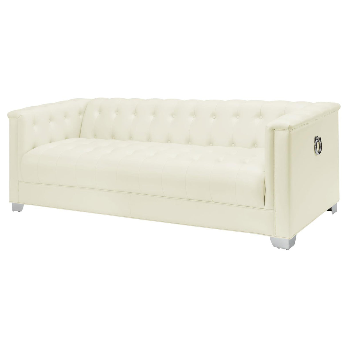 Chaviano Upholstered Track Arm Sofa Pearl White by Coaster at Eve Furniture