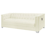 Chaviano Upholstered Track Arm Sofa Pearl White by Coaster at Eve Furniture
