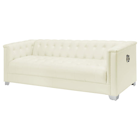 Chaviano Upholstered Track Arm Sofa Pearl White by Coaster at Eve Furniture