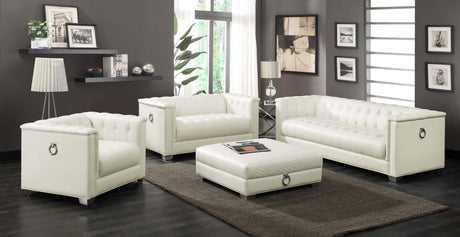 Chaviano Pearl White Upholstered Ottoman by Coaster at Eve Furniture