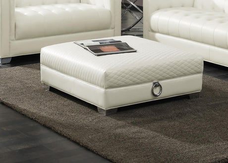 Chaviano Pearl White Upholstered Ottoman by Coaster at Eve Furniture