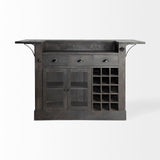 Cheers Dark Brown Solid Wood Wine Bottle Storage Kitchen Island by Mercana at Eve Furniture
