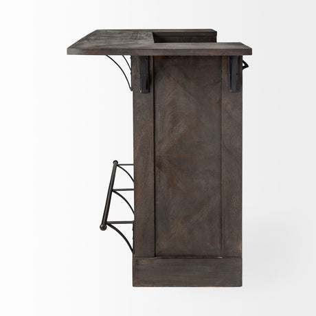 Cheers Dark Brown Solid Wood Wine Bottle Storage Kitchen Island by Mercana at Eve Furniture