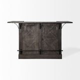 Cheers Dark Brown Solid Wood Wine Bottle Storage Kitchen Island by Mercana at Eve Furniture