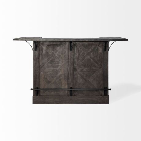 Cheers Dark Brown Solid Wood Wine Bottle Storage Kitchen Island by Mercana at Eve Furniture