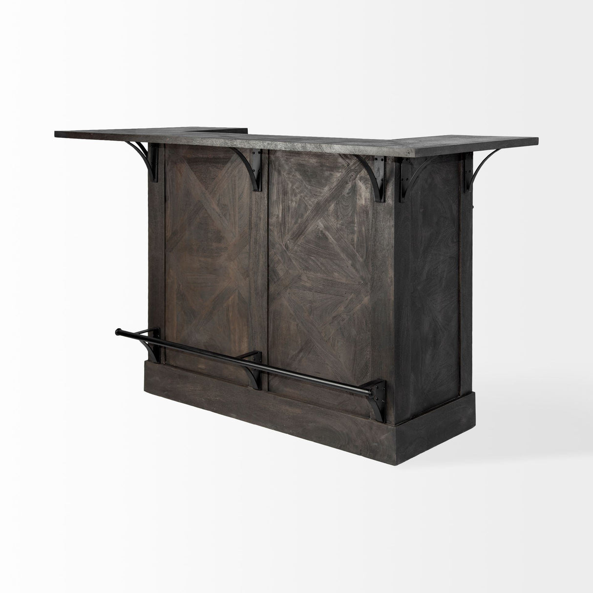 Cheers Dark Brown Solid Wood Wine Bottle Storage Kitchen Island by Mercana at Eve Furniture