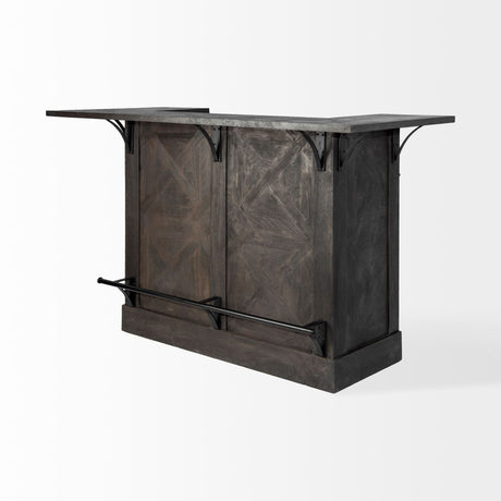 Cheers Dark Brown Solid Wood Wine Bottle Storage Kitchen Island by Mercana at Eve Furniture
