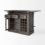 Cheers Dark Brown Solid Wood Wine Bottle Storage Kitchen Island by Mercana at Eve Furniture