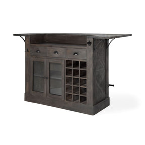 Cheers Dark Brown Solid Wood Wine Bottle Storage Kitchen Island by Mercana at Eve Furniture