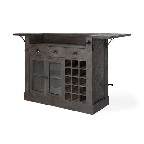 Cheers Dark Brown Solid Wood Wine Bottle Storage Kitchen Island by Mercana at Eve Furniture